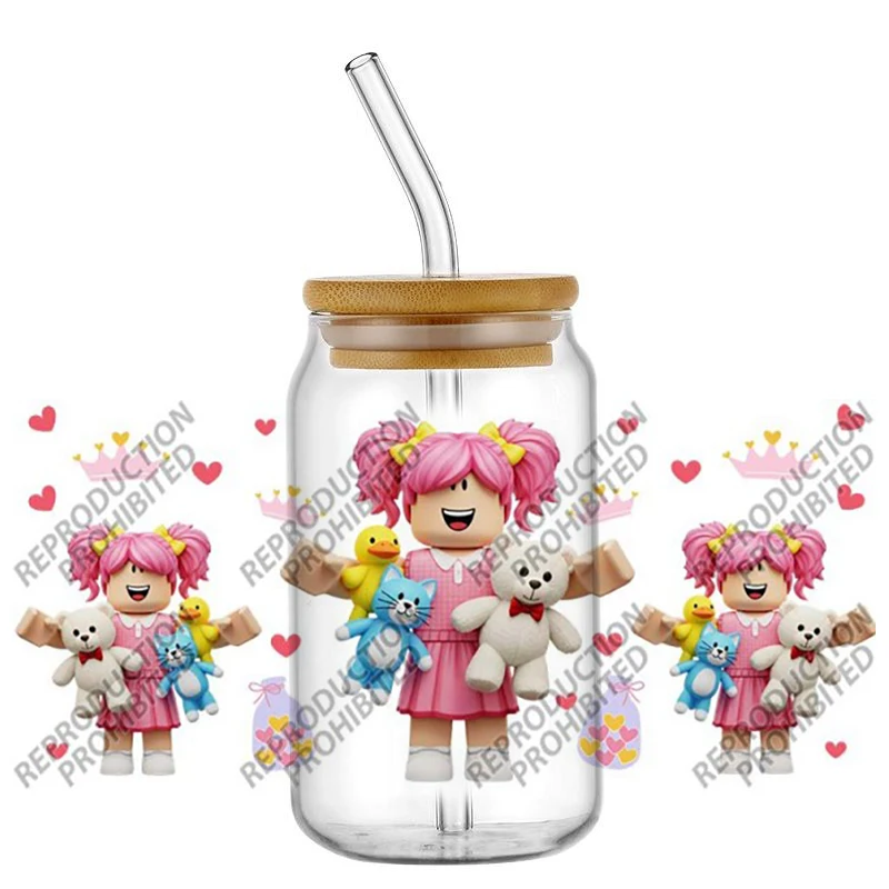 Hotsale Popular Game Style Pretty Girl 16oz UV DTF 3D Transfer Sticker Decals For Glass Can Cup Craft DIY Creative