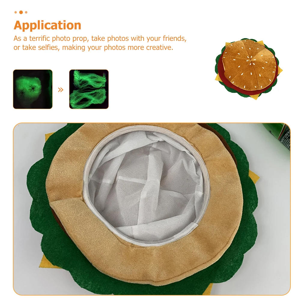 

Hamburger Festive Headgear Non woven Burger Hat for Party Celebration Lightweight Comfortable Photo Prop Cosplay