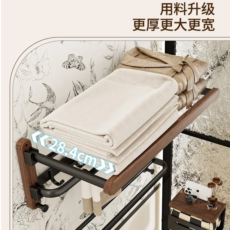 Walnut Towel Rack Bathroom Shelf No Punch Toilet High-end Toilet