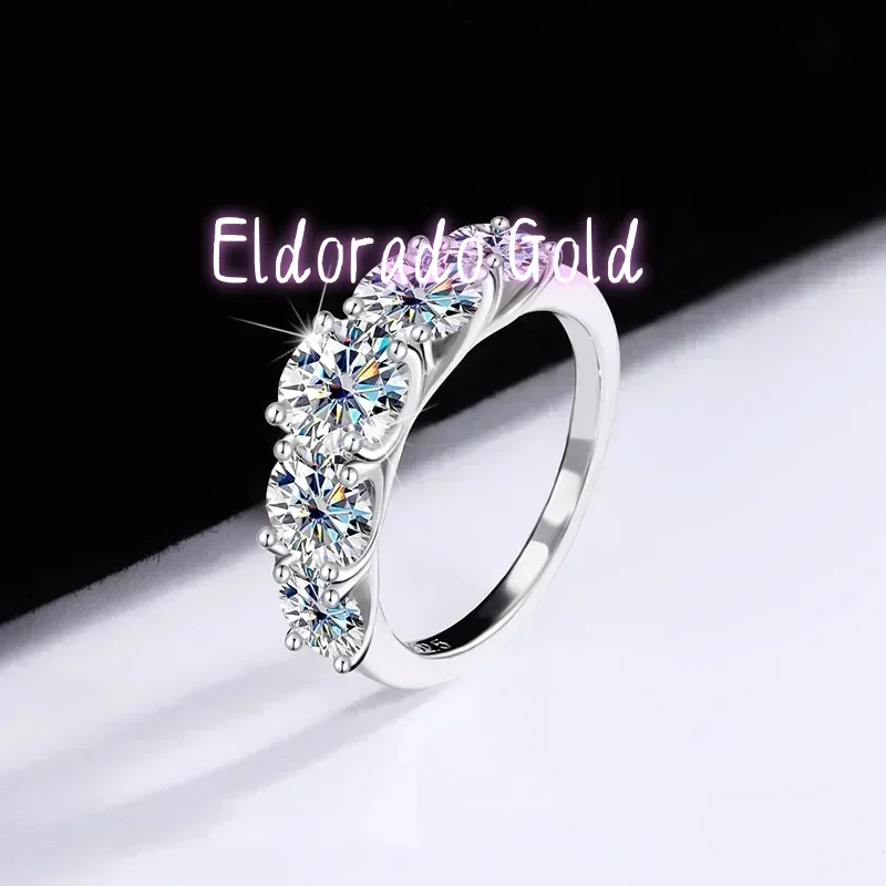 

Кольцо Eldorado Gold Super Luxury из белого золота 18 карат с инкрустацией из 5 сверкающих бриллиантов, общим весом 5 карат, VVS1, цвет D, муассанит, свадебное кольцо