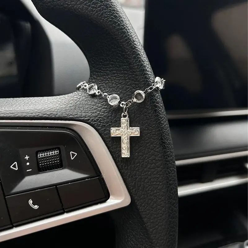 Funkelnde Strass-Schleifenkette als Lenkrad-Dekoration, Exquisite Elegante Auto-Innenausstattung, Einzigartiger Armband-Anhänger – Detail 5
