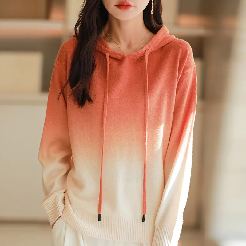 Hooded Collar Sweater Outwear Fine Wool Thickening Pullover Autumn Winter Bottoming Casual Warm Knitting Tops MT4