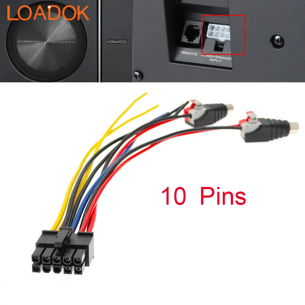 Cable adaptador de Control de entrada de altavoz amplificador de potencia RCA para Subwoofer de Radio de coche para Kenwood KSC-PSW8 KSC-PSW7EQ con JVC CW-DRA8