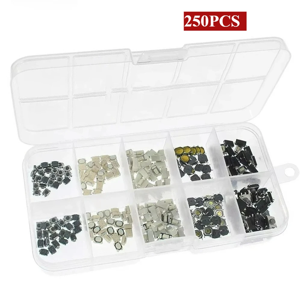 

250 шт., кнопка дистанционного управления для автомобиля, набор кнопок переключателя, сенсорный микропереключатель, кнопка для поверхностного монтажа, посылка переключателя