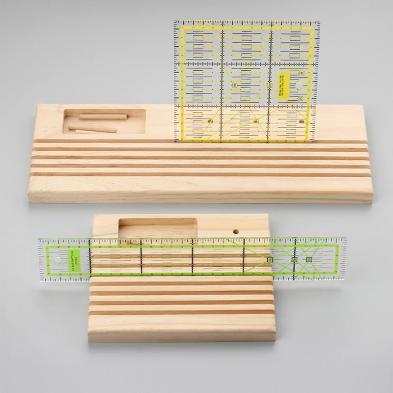 1Pc Wooden Ruler Holder With Space Reel Holder Spool Organizer Storage Rack For Storage Of Different Rulers