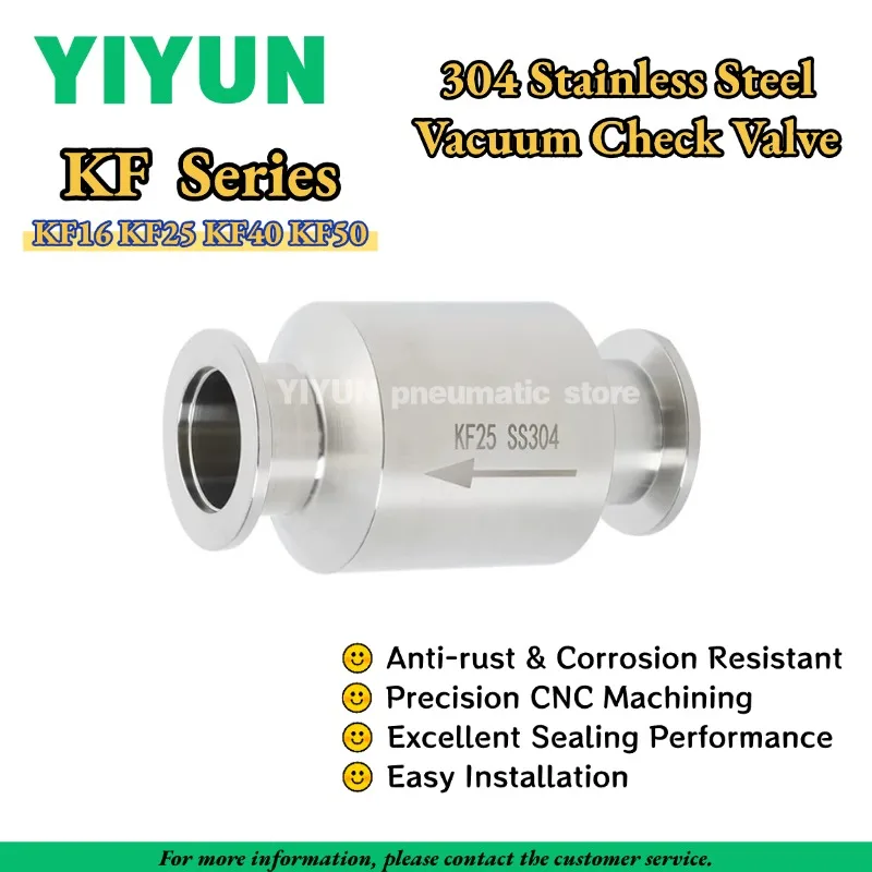 

1pc KF16 KF25 KF40 KF50 304 Stainless Steel Vacuum Check Valve One-Way Non-Return Valve KF Series for Vacuum Pump