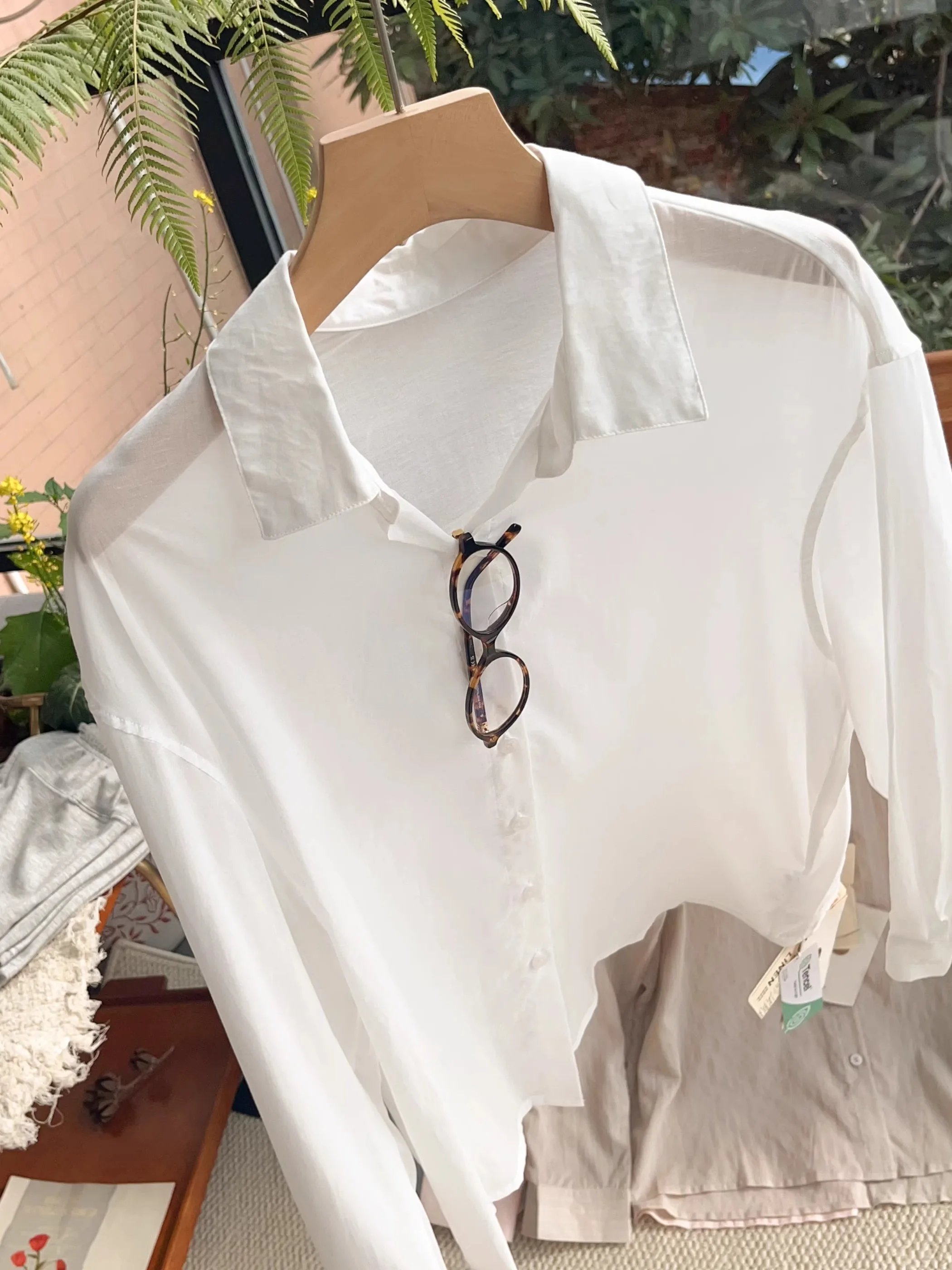 

Linen Silk irt Lightweight Comfortable Casual Loose Long Sve Sun Protection Women's irt Rigid Striped Collar
