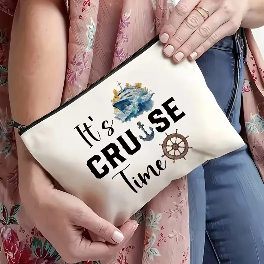 1 Travel Cosmetic Gift Bag, Toiletry Bag, for Women, Girls, Mothers, Sisters, Friends, Cosmetic Zipper Bag, Holiday Gift for Cruise Enthusiasts, Travel Makeup Bag, Suitable for Travel, Vacation, Business, Fitness, Camping, and Outdoor Use