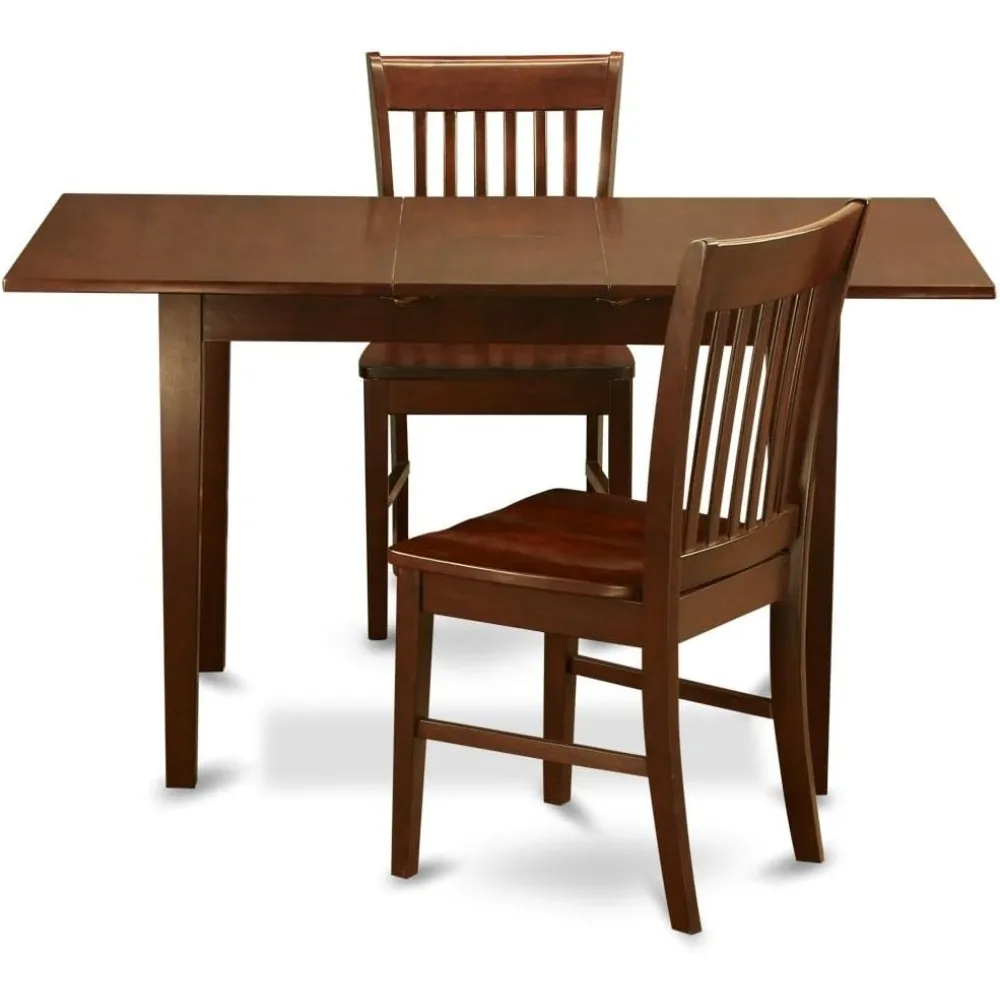 

NOFK3-MAH-W 3 Piece Dining Room Furniture Set Contains a Rectangle Kitchen Table with Butterfly Leaf and 2 D