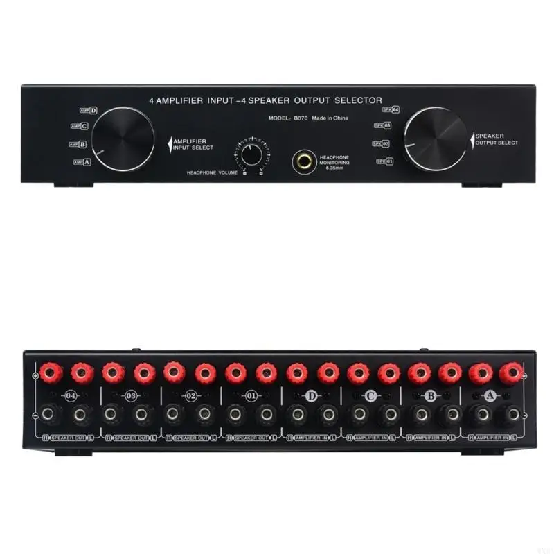 4 Input 4 Output Passive Power Amplifiers Speaker Switcher Sound Switching Distribution Converters Metal Housing 