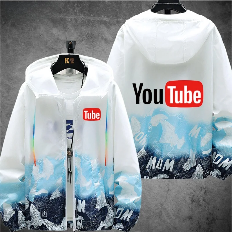 

Ультратонкая дышащая летняя повседневная куртка унисекс с логотипом YouTube Tube, солнцезащитная одежда свободного кроя с длинными рукавами на молнии