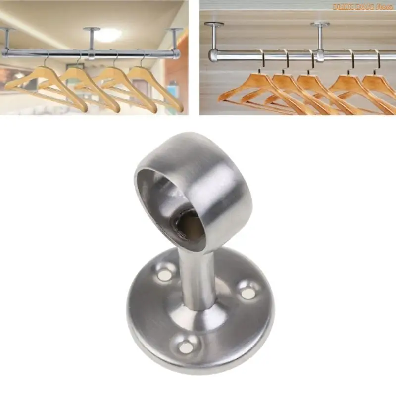 

K1AE 2Pcs Home Hanging Rod Support Socket Closet Pole Sockets Flange Rod Holder