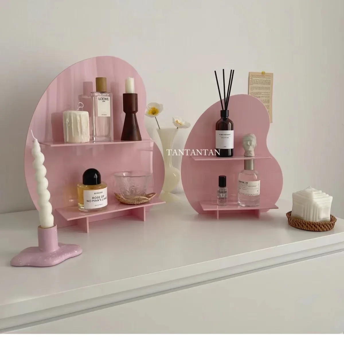 Ins Acrylic Desktop Perfume Cosmetics Shelf Organizer of Household Double-layer Decorative Small Bean Desktop Storage Rack