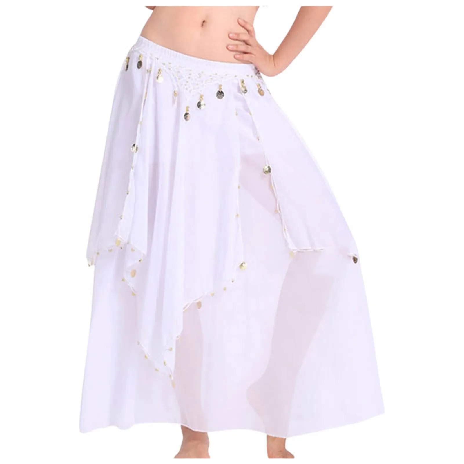 Women's Chiffon Belly Dance Skirt With Indian Dance Half Skirt Stage Performance Carnival Party Costume Flowing A Line Dancewear