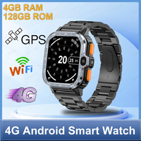 4G Android Smart Watch with Google Play NFC 4G+128G Wifi Dual Camera SIM Card GPS Fitness Tracker Heart Rate Rugged Smartwatch