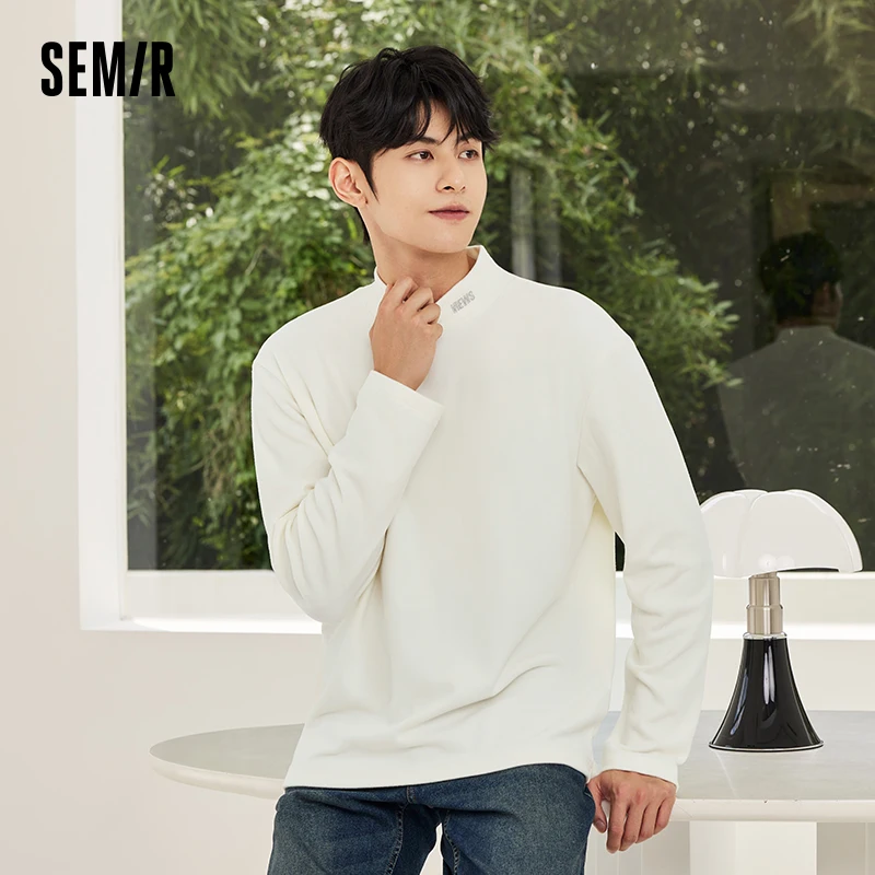 Semir 2024 Long-Sleeved T-Shirt Men  Winter New Solid Color Heated Turtleneck Winter Bottoming Shirt Fashionable Pullover Top