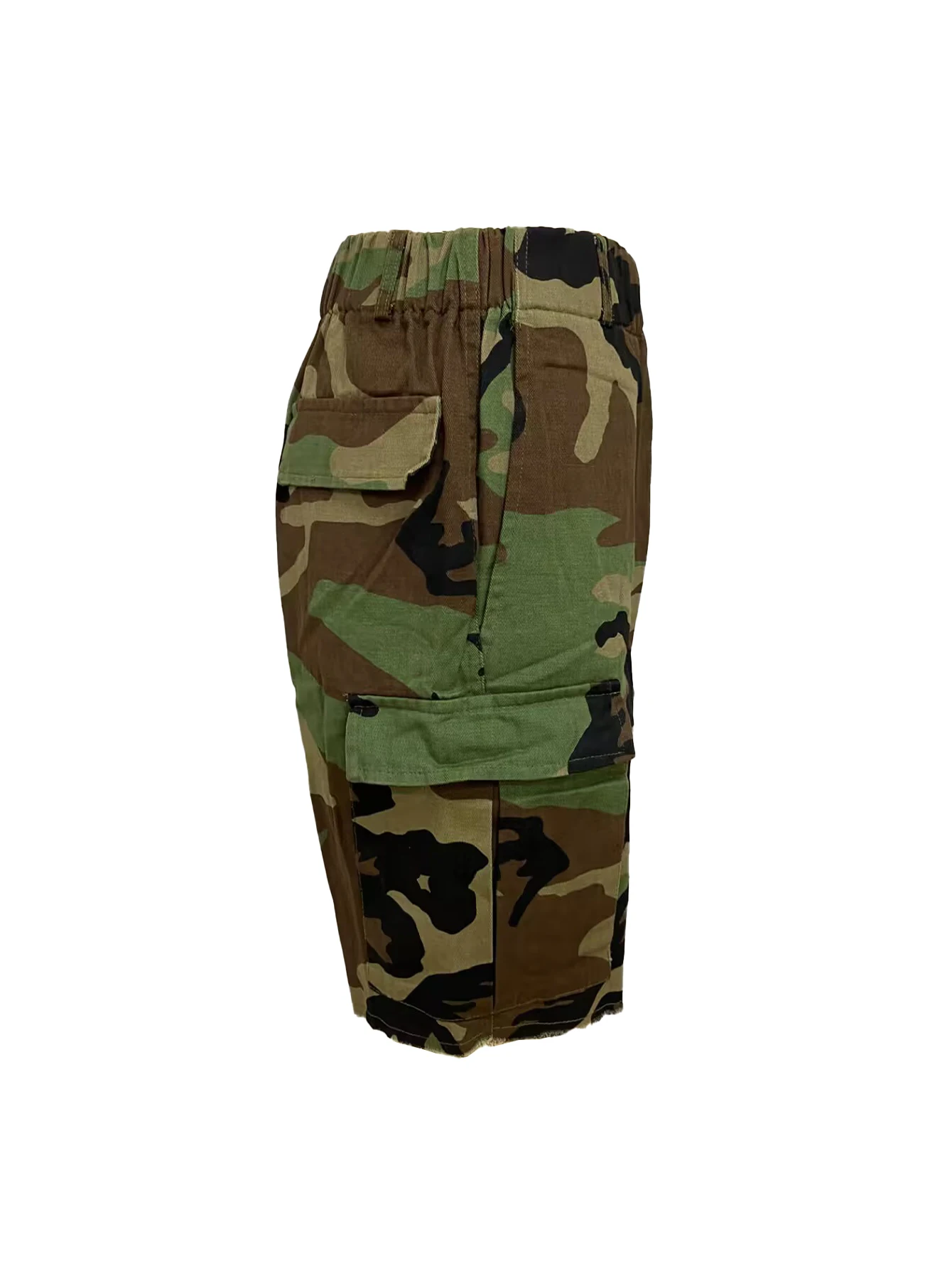 1338 neues Produkt Gummi Taille gedruckt Camo Multi Pocket Casual Damen Shorts