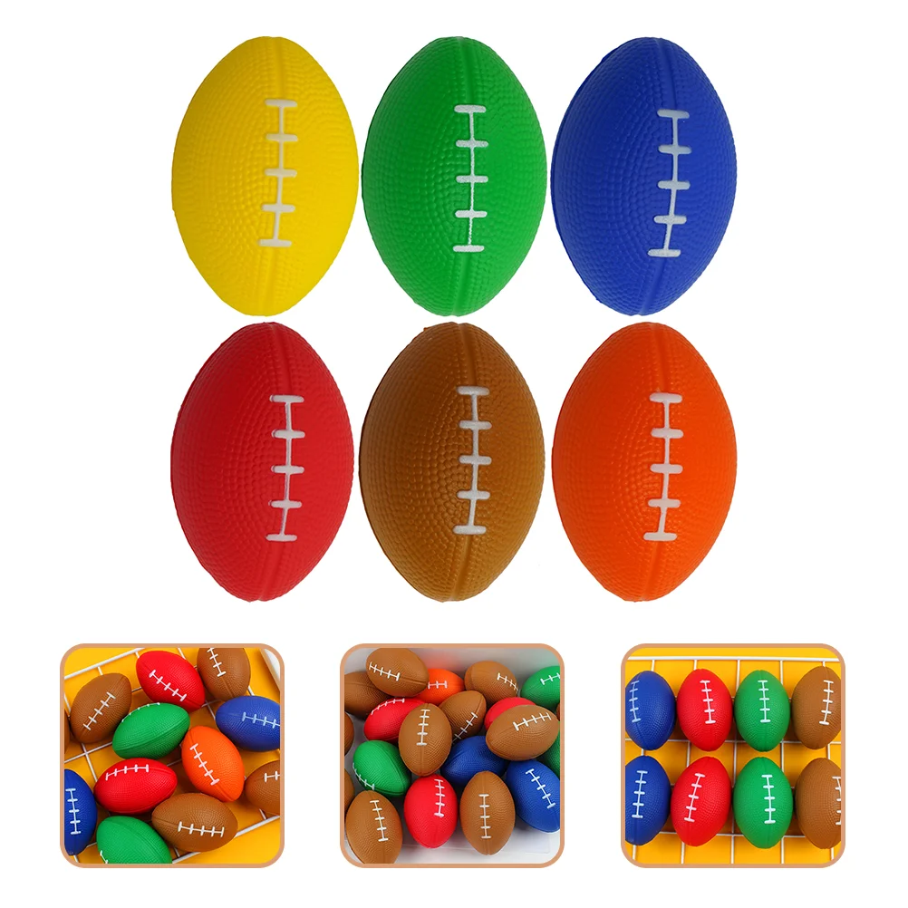 6 pezzi di sfiato calcio giocattolo divertente giocattoli antistress per bambini palline per bambini spremere rugby Pu a forma di spugna