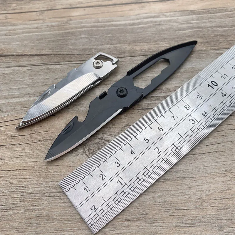 420 Stainless Steel Mini Pocket Folding Knife Outdoor Camping EDC  Small Hand Tools Bottle Opener Key Chain