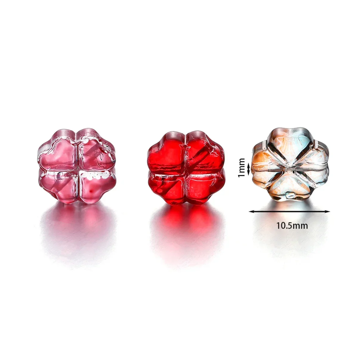 ZW07 20pcs 10.5mm Polychrome New Transparent Shape Glass Beads DIY Lucky Style Bracelets Beads Crafts Accessories Material