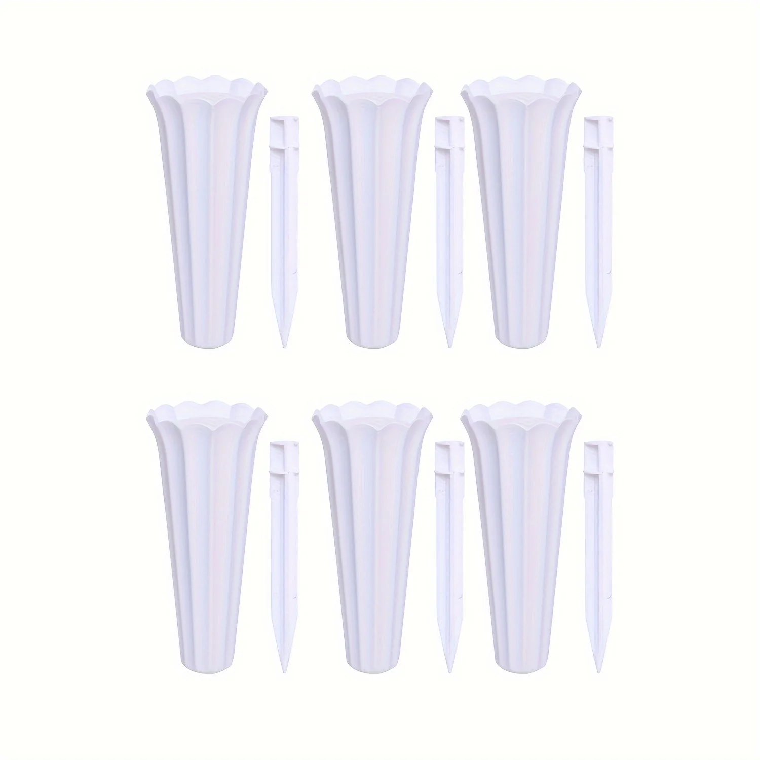 

6Pcs Cemetery Vase with Spikes Plastic Floral Vase Holder for Gravestone Grave Yard Ground Outdoor Flower Marker Decorations
