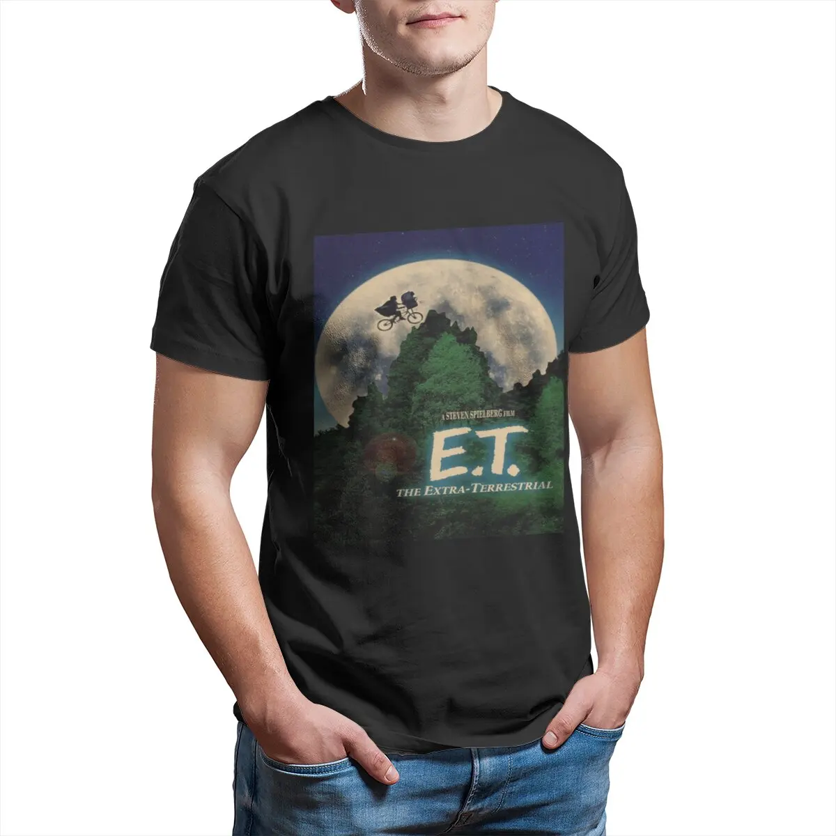 

E.T. The Extra Terrestrial (1982) Movie The Extra Terrestrial science film 80s Alien movie 100% Cotton Clothing Big Size T-Shirt