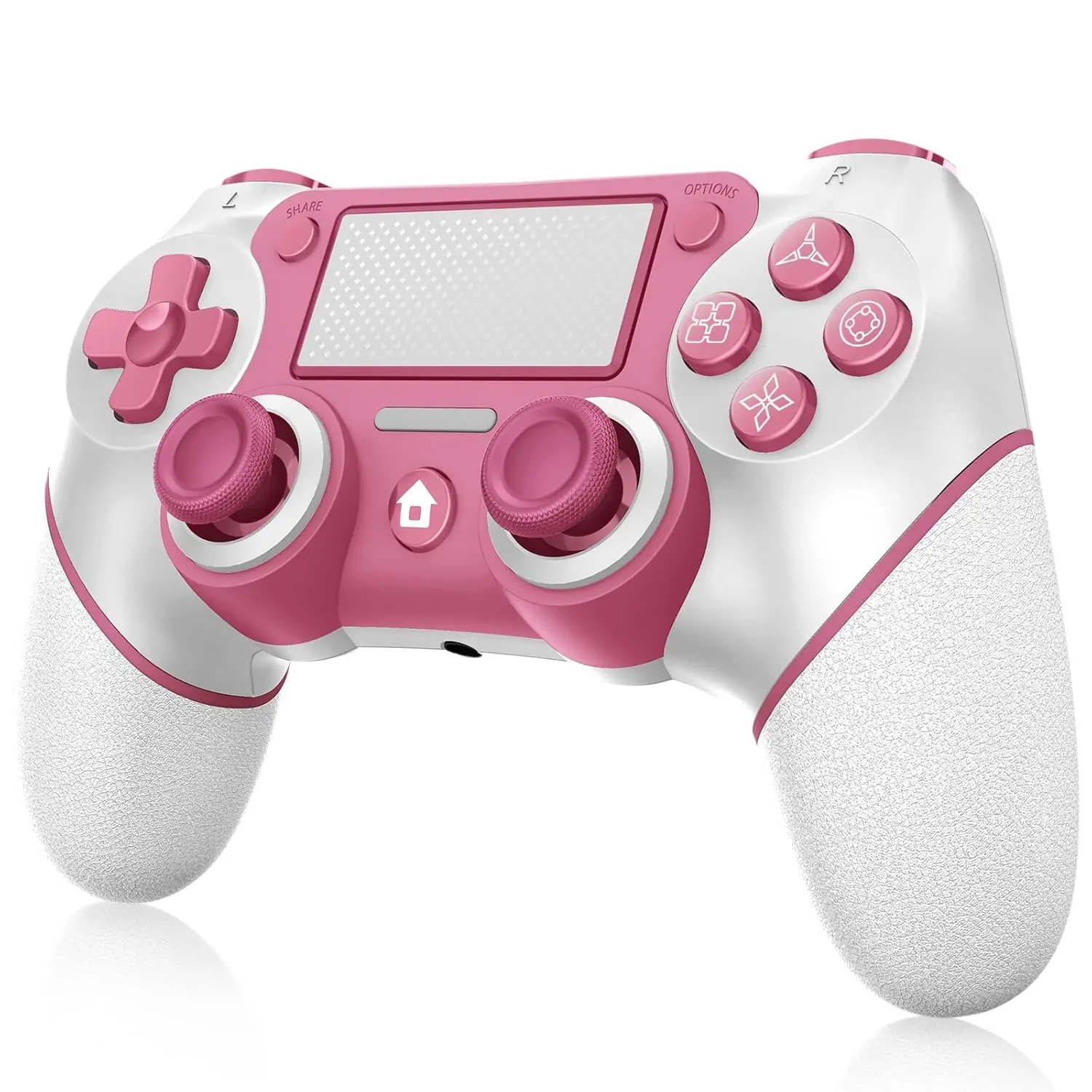 

Wireless Controller for PS4/Pro/Slim, Pink, Dual Vibration, 1000mAh Battery, 6-Axis Motion Sensor, Built-in Speaker & 3.5mm Jack