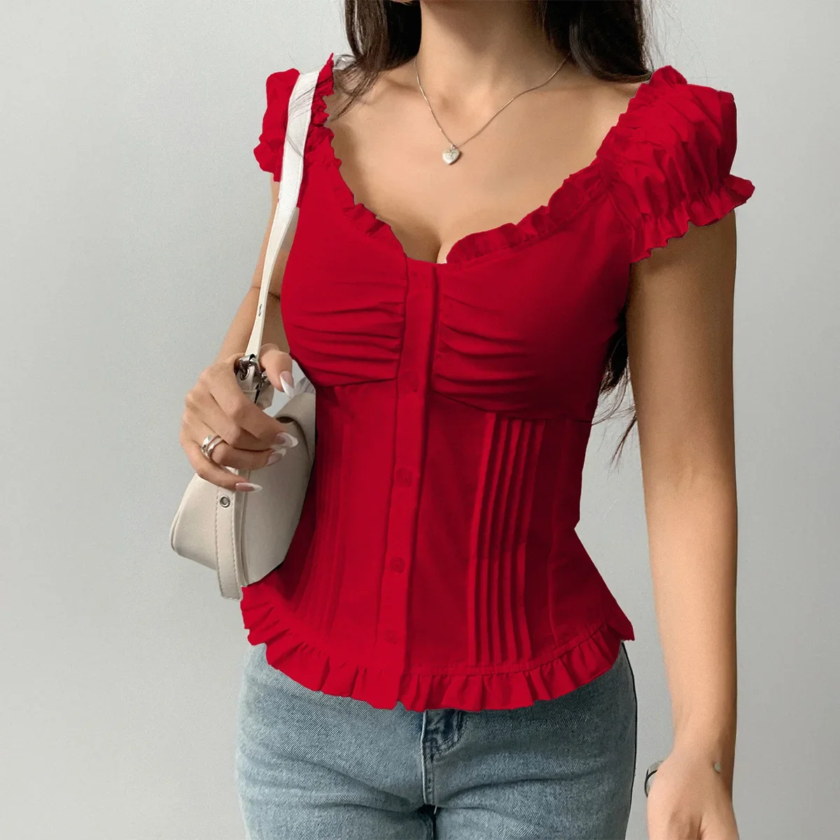 

Spice Girl Summer Short Sleeve Fungus Edge Vest Women's 2026