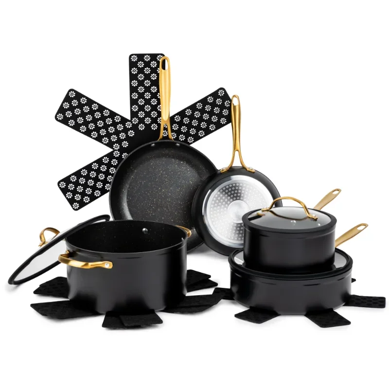 

Thyme & Table Nonstick 12-Piece0 Set, Gold Cookware Set Stainless Steel Cookware Set Kitchen Cookware Set Cooking