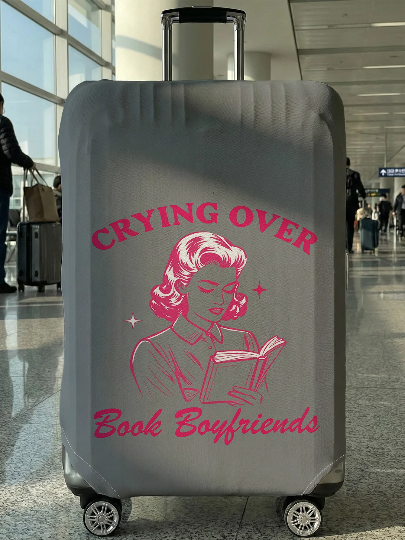 

Vintage Reading Girl Printed Luggage Protective Cover, suitable for 18-32 inch luggage cases, luggage handle gloves, travel acce