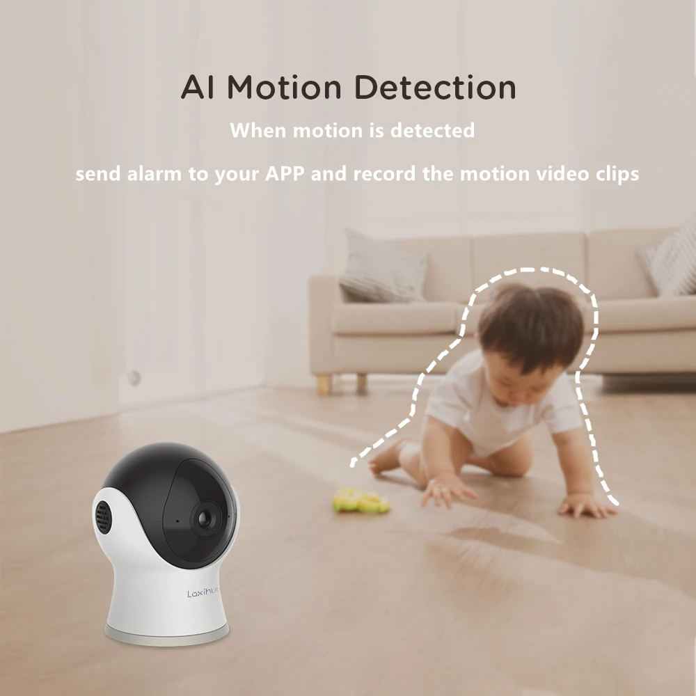 Laxihub Indoor Wi-Fi Camera Mini Baby Monitor 720P Motion Detection Night Vision Smart Life Tuya Indoor Surveillance Camera