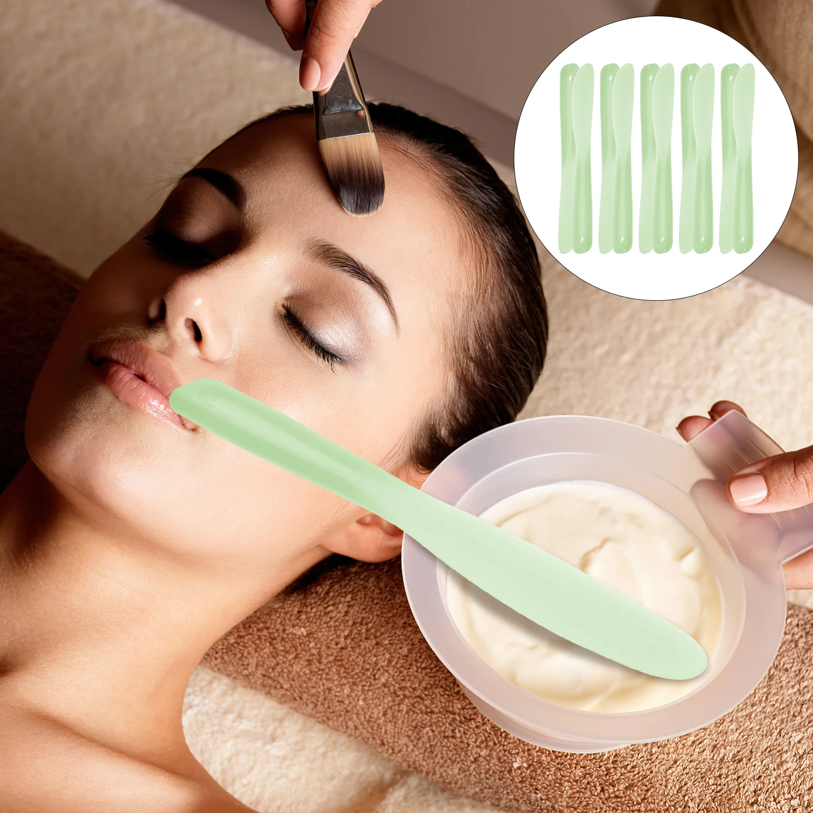 

10Pcs Mixing Spatulas Silicone Makeup Spatula Multifunctional Tools for Foundation Face Cream Nail Polish Mixing