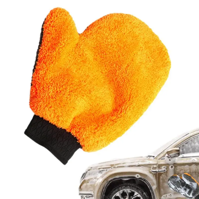 

Microfiber Car Wash Drying Mitts Super Thick Gloves For Car Wash And Drying Double-Sided With Strong Water Absorption Reusable