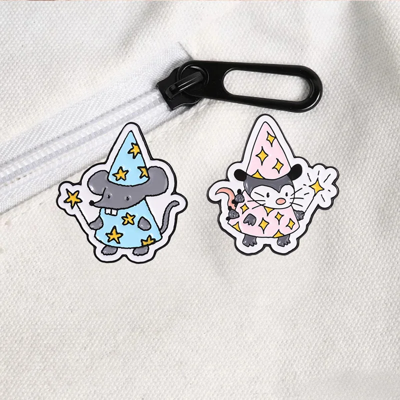 Magic Wizard Cat Lizard Rabbit Raccoon Mouse Enamel Badge Gothic Cute Pin Brooch Jewelry Gifts For Halloween Clothing Accessoy