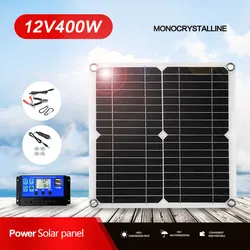 400W zestaw paneli słonecznych kompletne podwójne 12V 5V DC USB z 10A-100A kontroler słoneczny ogniwa słoneczne zasilania dla samochodów jacht RV Charg