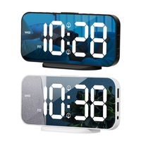 Mirrored Digital Alarm Clock 12/24 Hour USB Rechargeable LED Clock for Bedroom Drop Shipping