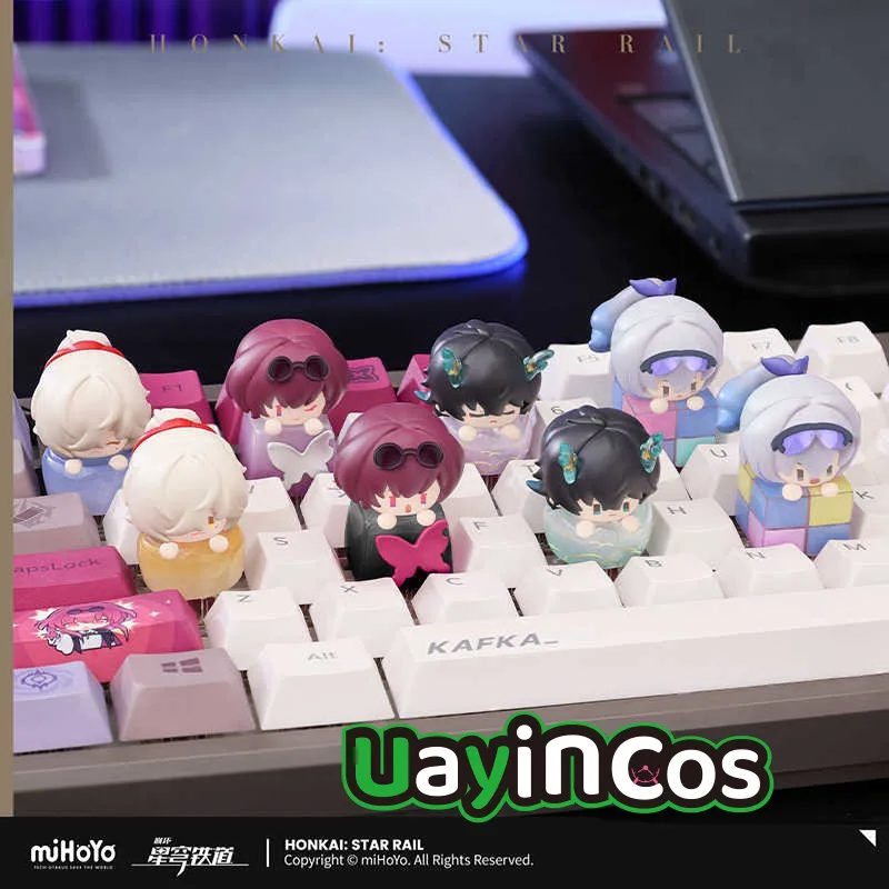 MiHoYo Official Honkai: Star Rail Jing Yuan Silver Wolf Fingertip Key Cap Small Figure Mechanical Keyboard Game Anime Toy Kids