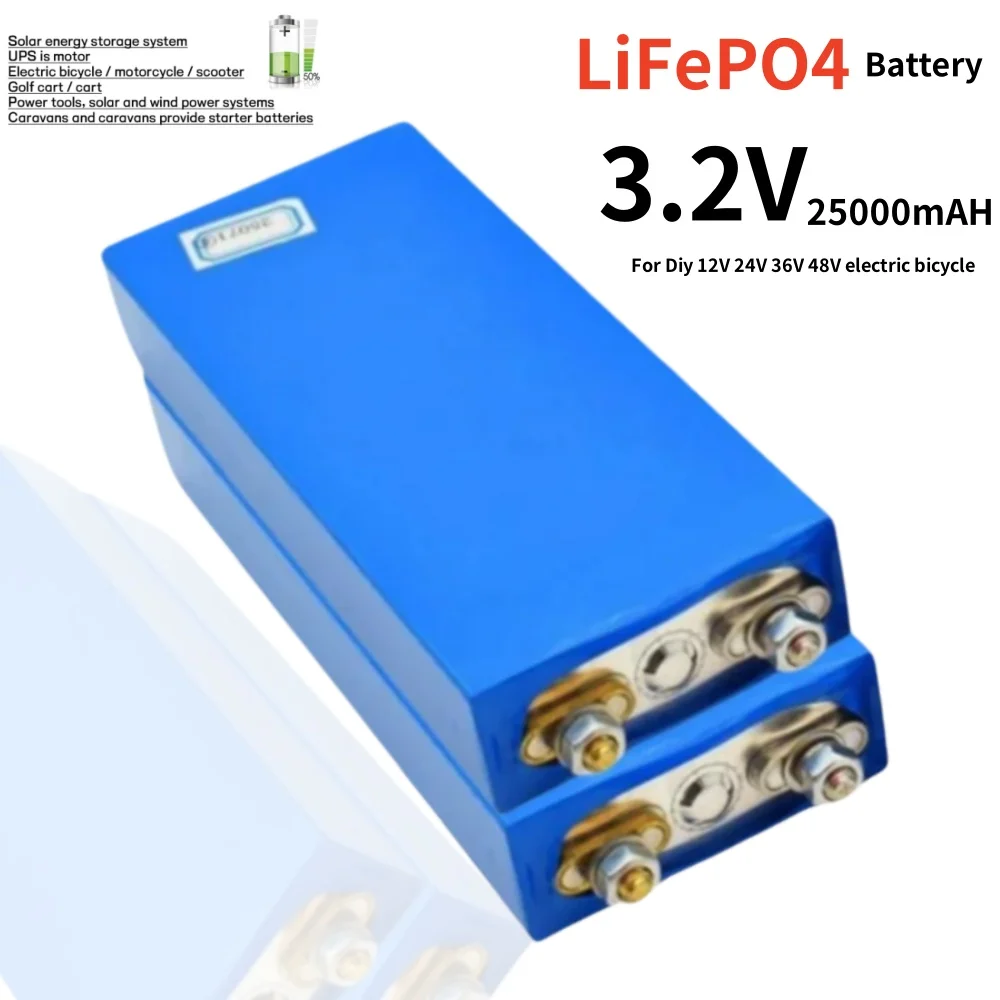 

3.2V 25Ah LiFePO4 Battery Cell 25000mAh Lithium Iron Phosphate Deep Cycles for Diy 12V 24V 36V 48V Solar Energy UPS Power