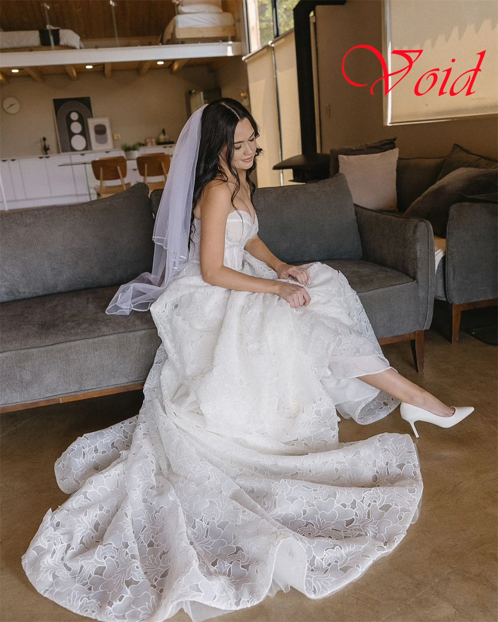 Vestidos de noiva de tule branco personalizados, elegante, sem alças, manga destacável, mangas compridas, vestido de casamento, capela, trem, costas nuas