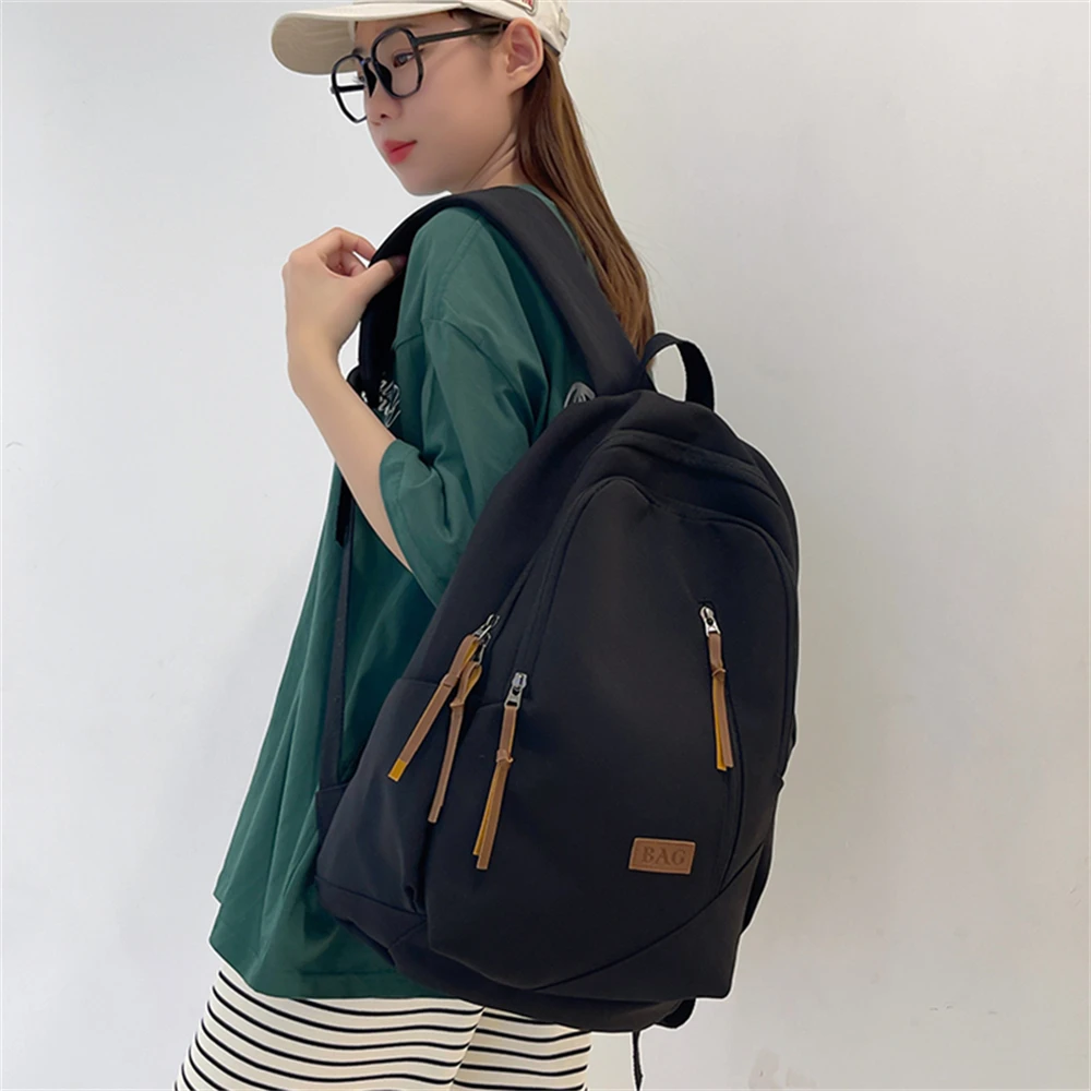 Solid Colour High-capacity Woman Backpack Schoolbag for Teenage Girls Boys Female Fashion Bag Student Lady Book Pack Bolso Mujer