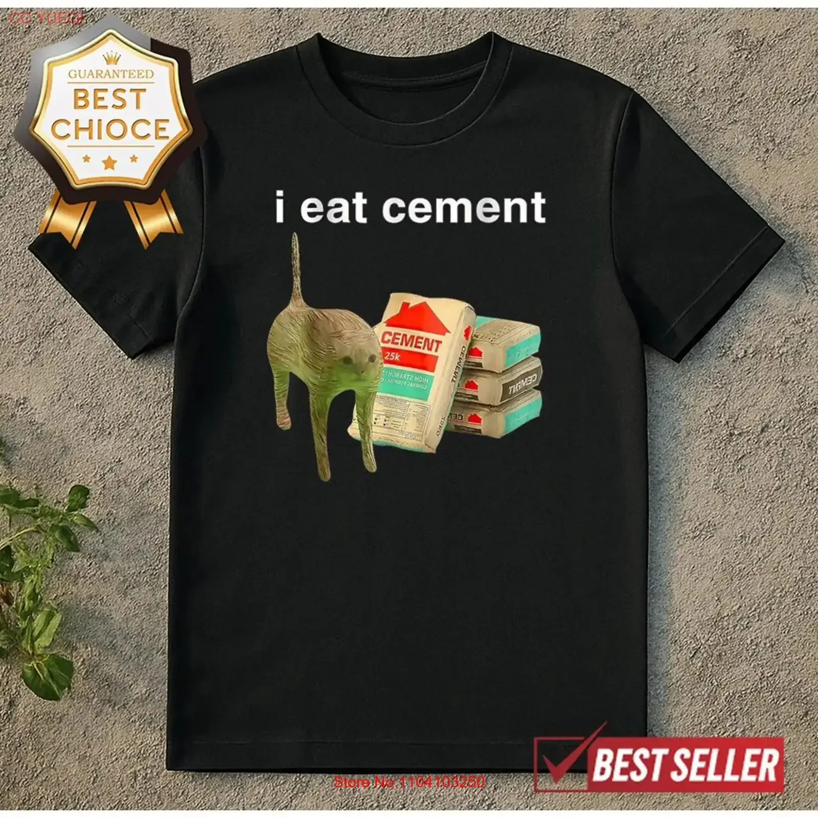 I Eat Cement Cursed Funny Cat T Shirt vintage Washed fashion Stretched Unisex Breathable designer clothes Casual graphic