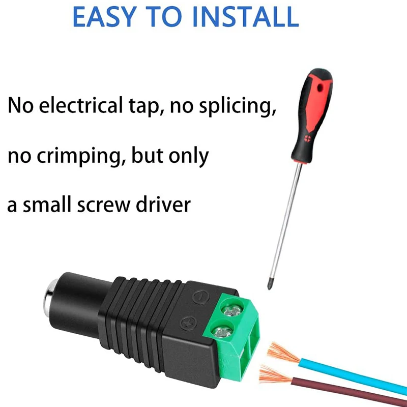 DC Connector Power Jack Plug Adapter 5 Pairs 12V 5A Male+Female 2.1 X 5.5MM Power Connector for CCTV Camera Led Strip