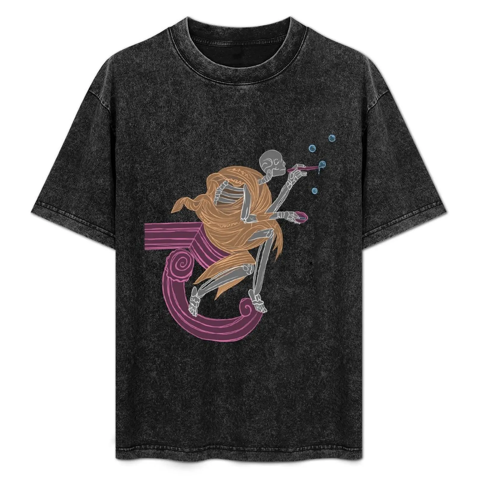 

Skeleton boi blowing bubbles T-Shirt Basic Plain Tee for Spring and Summer