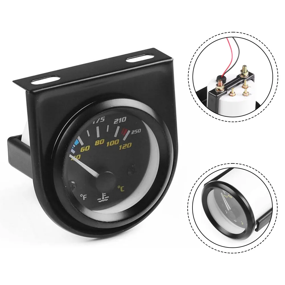 Car Water Temperature Gauge for Dashboard with Clear for fahrenheit and for celsius Readings and White LED Pointer Auto Meter