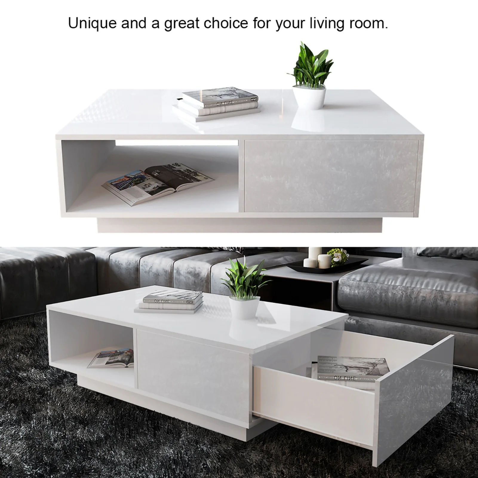 Rectangular Coffee Table Coffee Table Living Room Table Modern High Gloss Rectangular Coffee Table Tea Table Storage Living Room