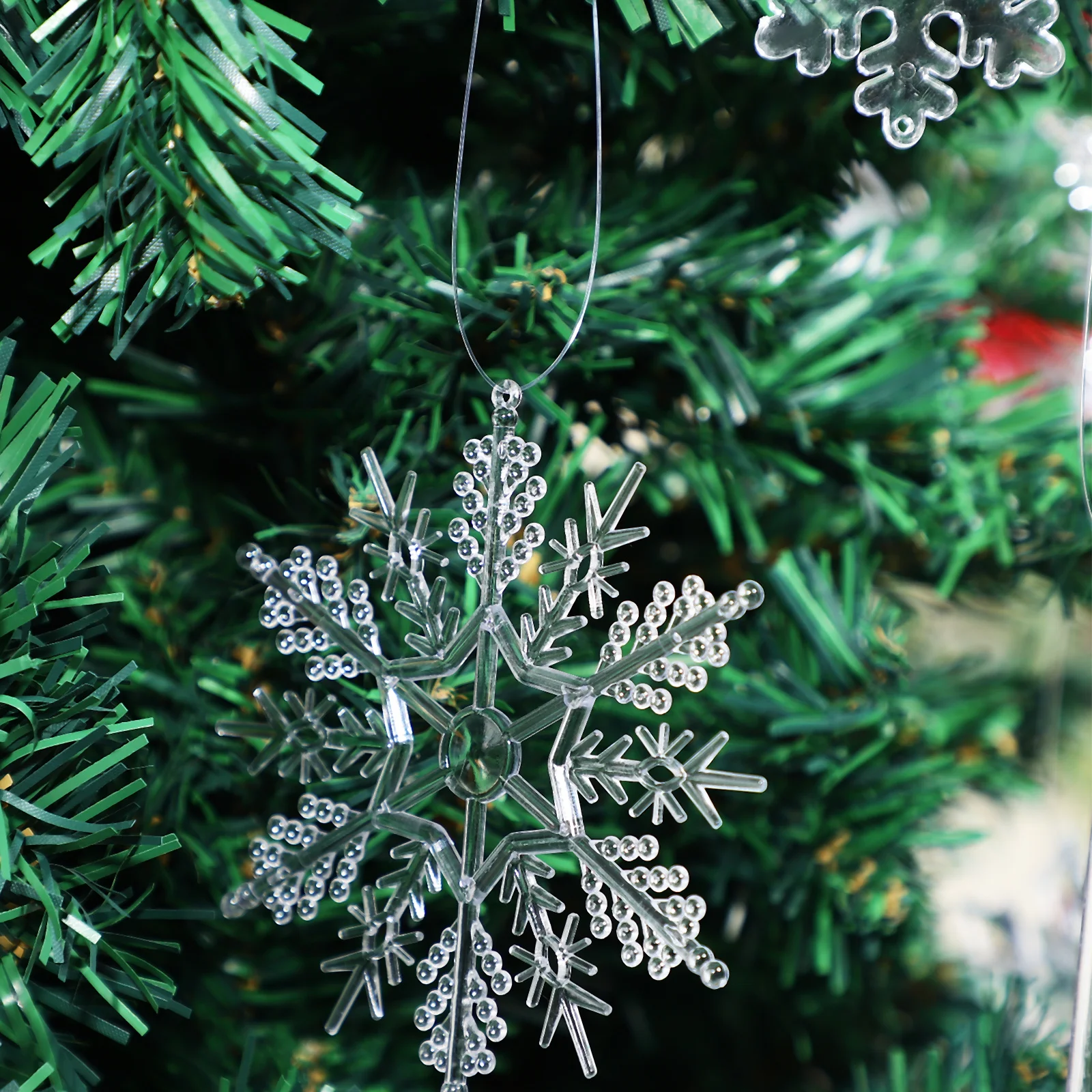 

Christmas Ice Strip Ornaments Snowflake Party Decoration Holiday for Tree Hanging Pendants Transparent Large Snowflakes Decors