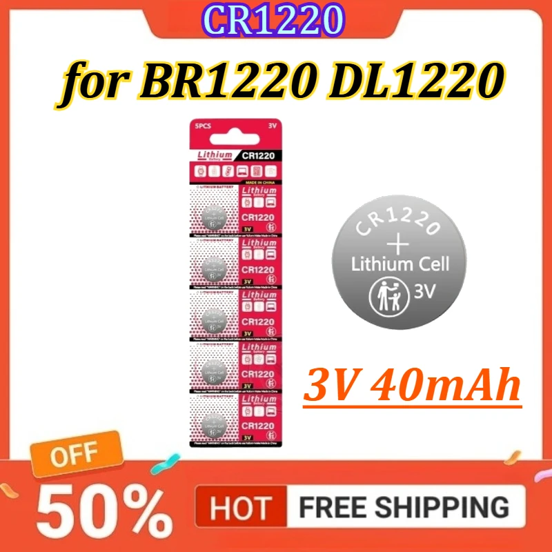 

CR1220 3V 40mAh Lithium Button Coin Cell Batteries for BR1220 DL1220 for Car Key Fobs Remote Controls