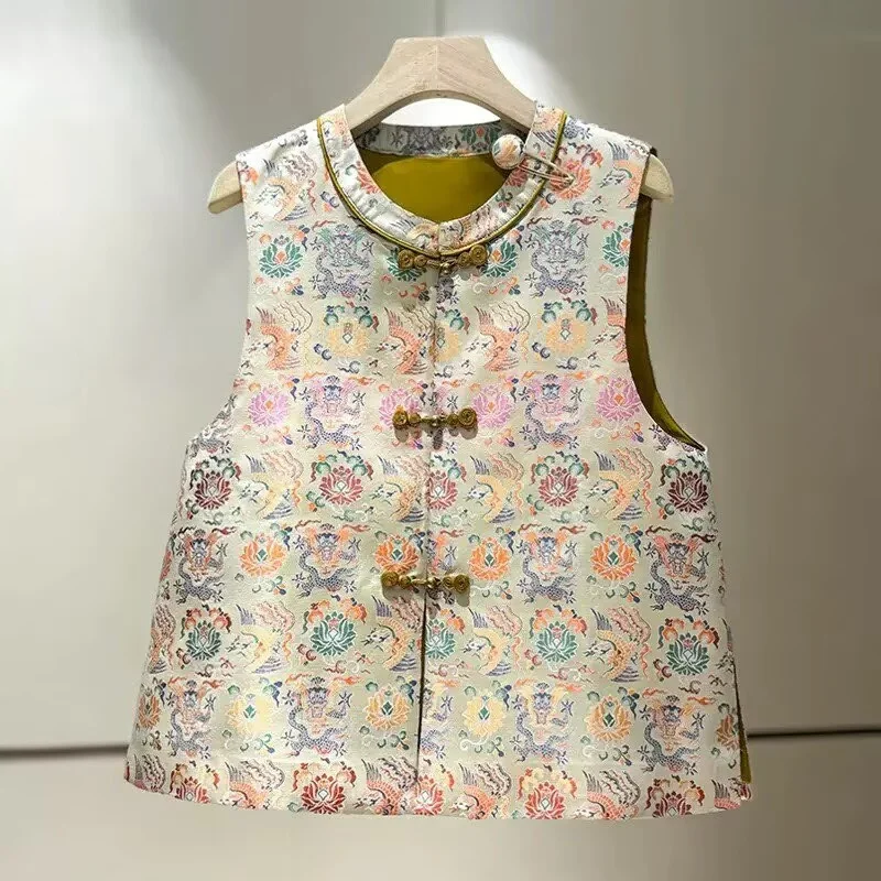 

Women's Jackets Women's Vests Spring and Autumn New Chinese Style Retro Jacquard Vest Coat Women's High-grade Sense Vest Coat