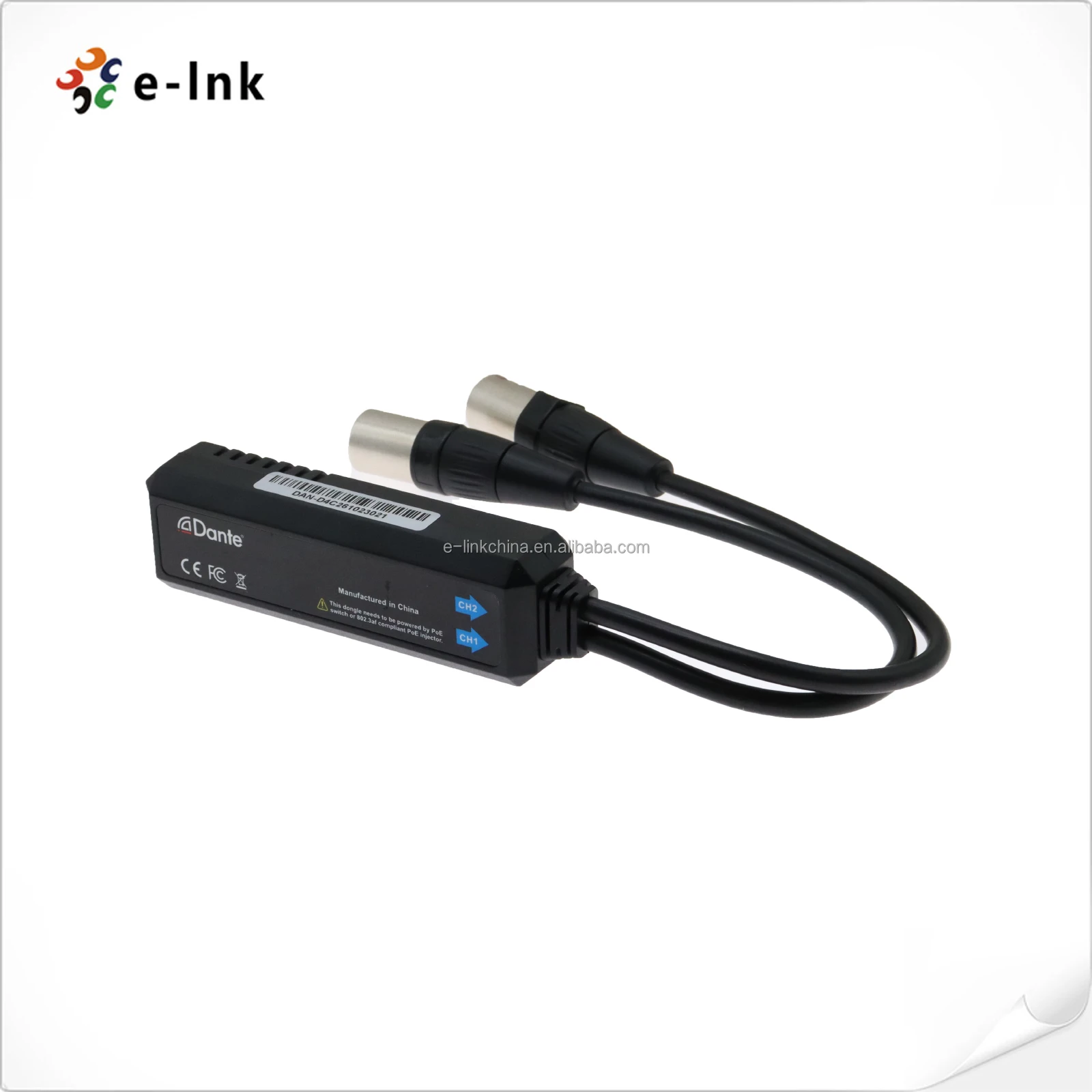 محول محول Dongle الناتج التناظري من دانتي ، 2CH