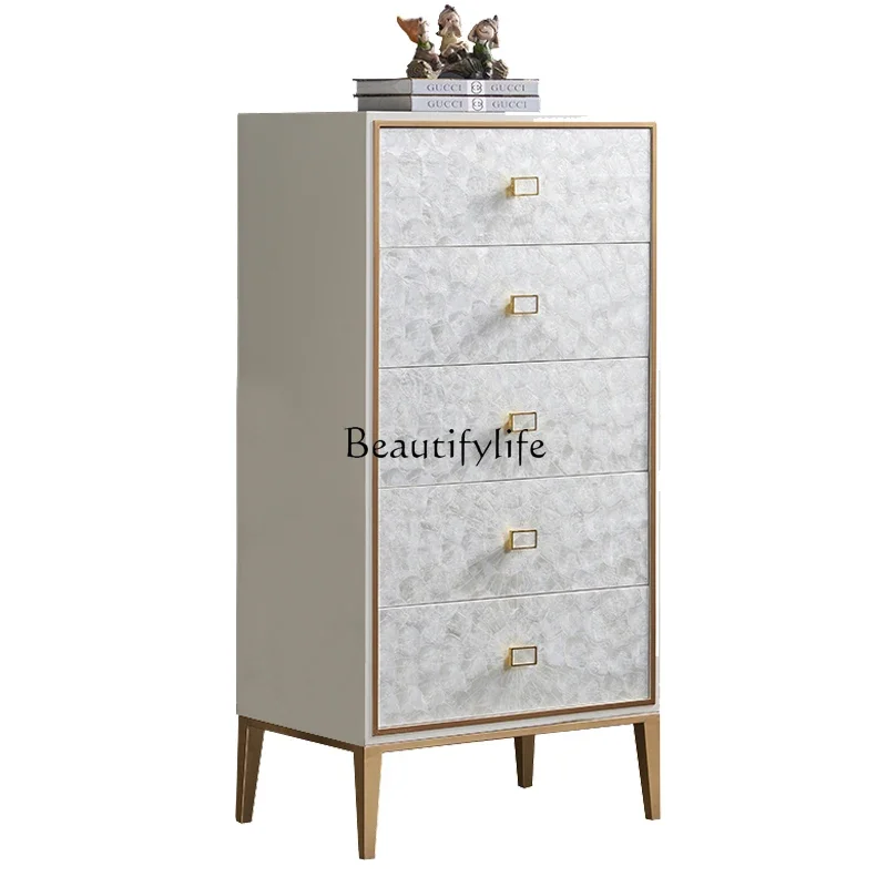 

1*American Light Luxury Shell Chest of Drawers Bedroom Small High Bucket Storage Chest of Drawer